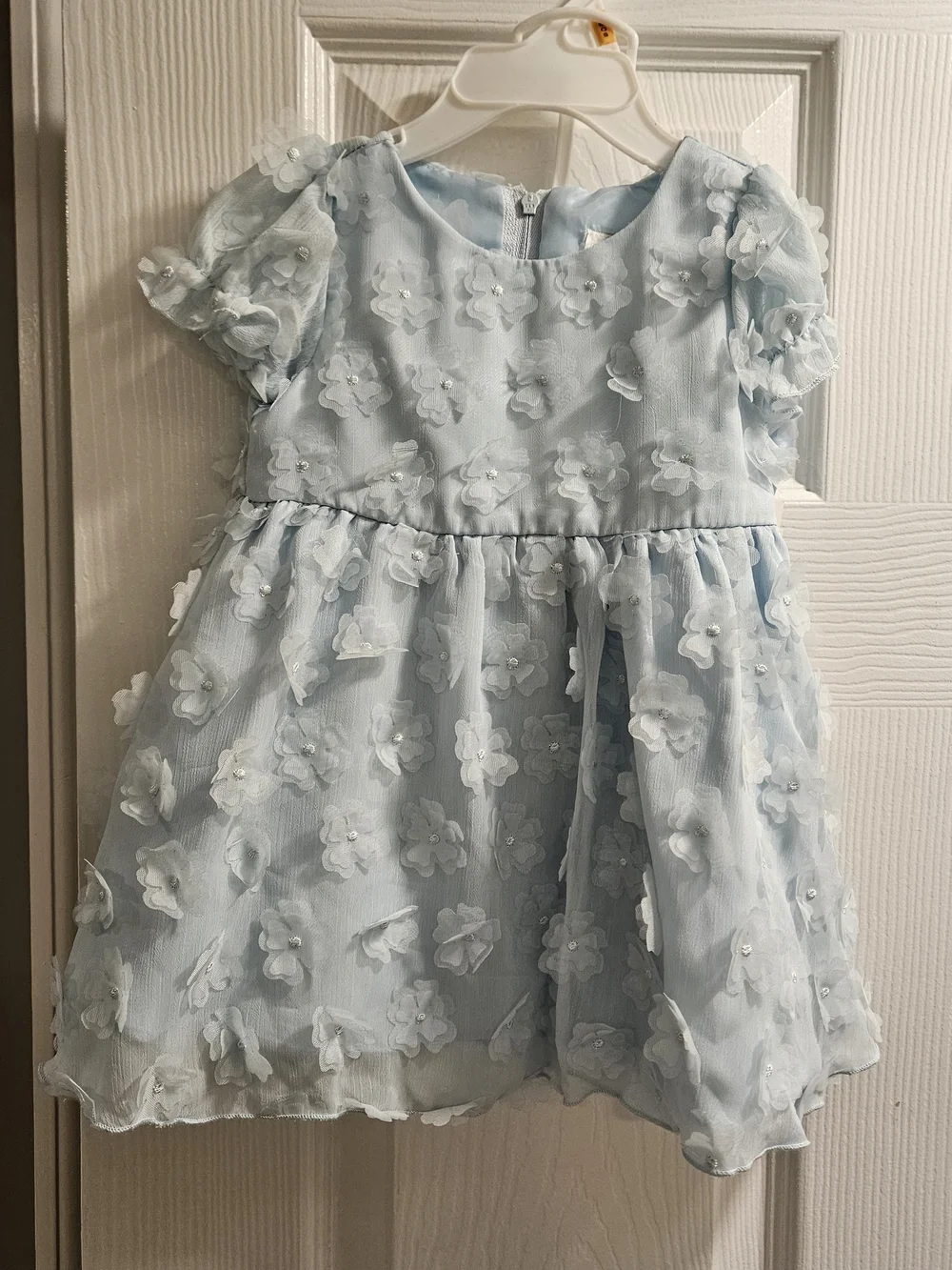 Rare Editions Baby Girl Blue 3D Floral Party Dress Bloomer Set 12M NWT